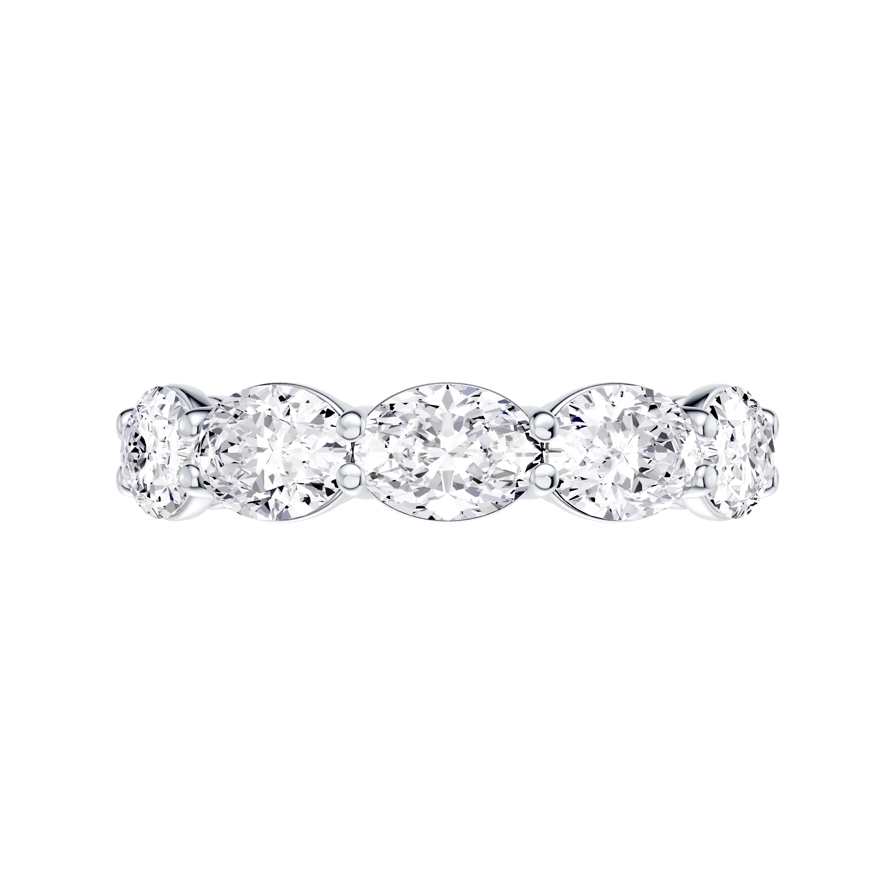14K White Gold East-West Oval 5-Stone Lab Diamond Band (2.50 ct. tw.)